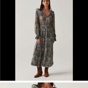 ba&sh Cream Long Sleeve Wrap Sundress